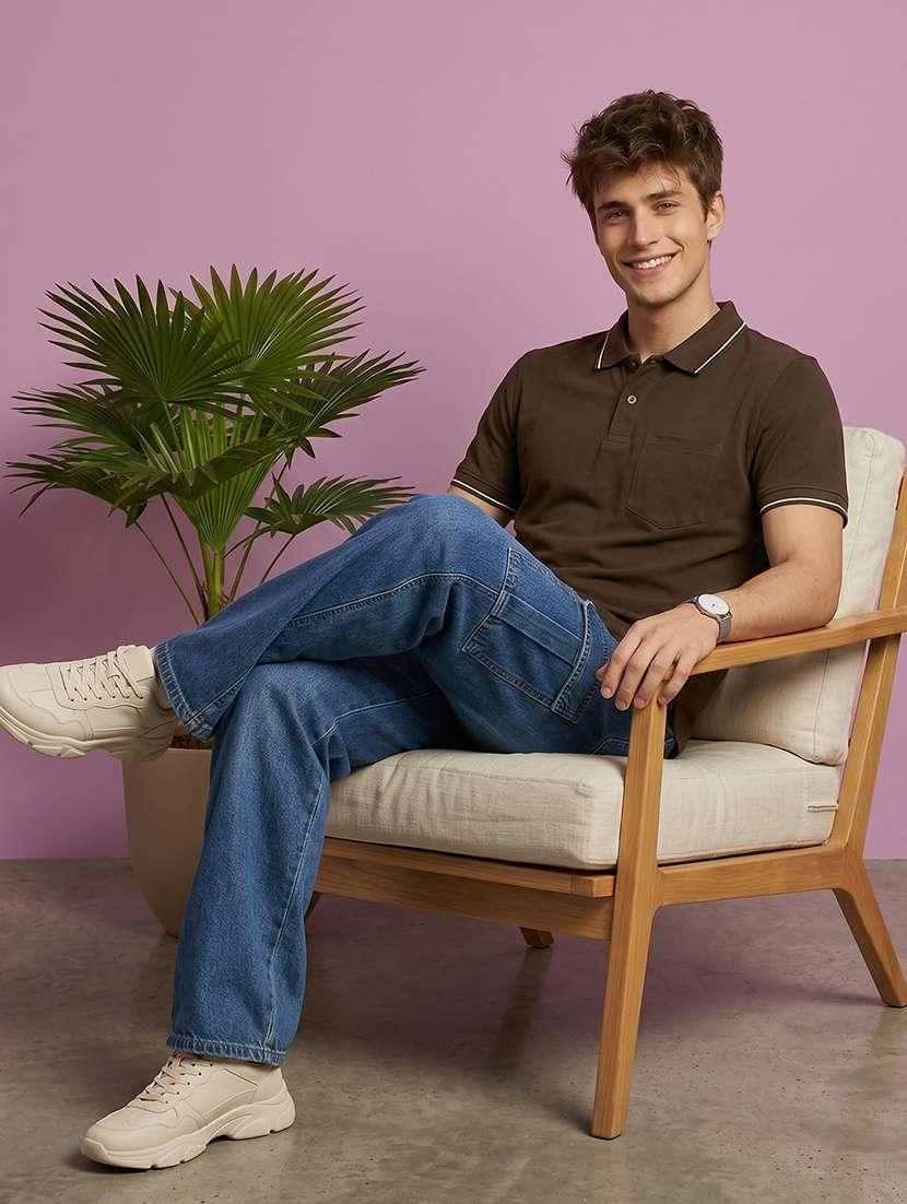 men solid short sleeve regular fit polo t-shirt - 22530140 -  Standard Image - 3
