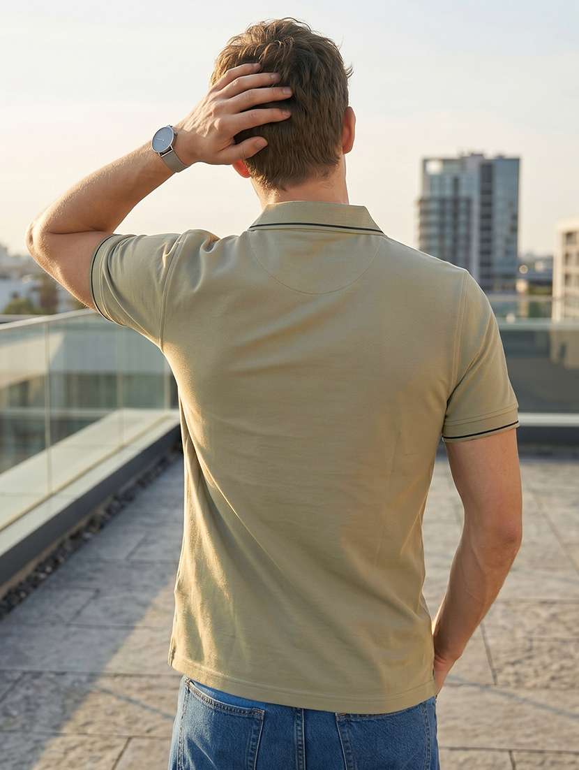 men solid short sleeve regular fit polo t-shirt - 22530150 -  Standard Image - 3
