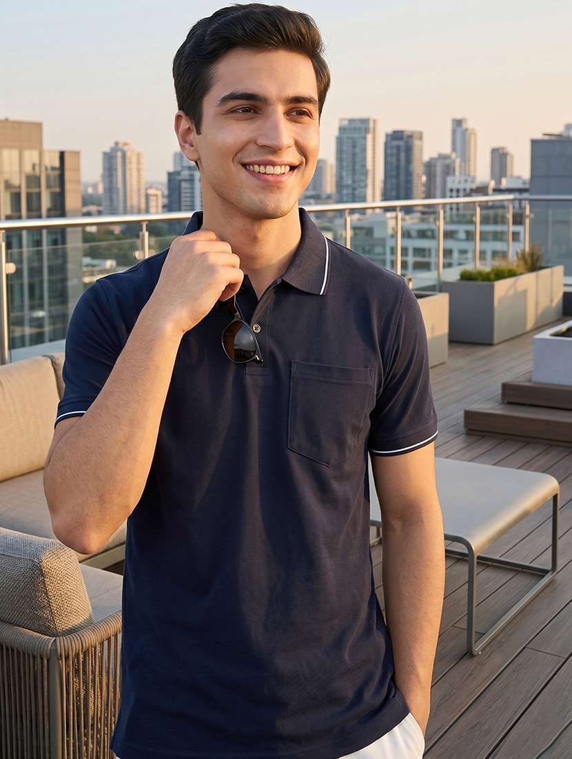 men solid short sleeve regular fit polo t-shirt