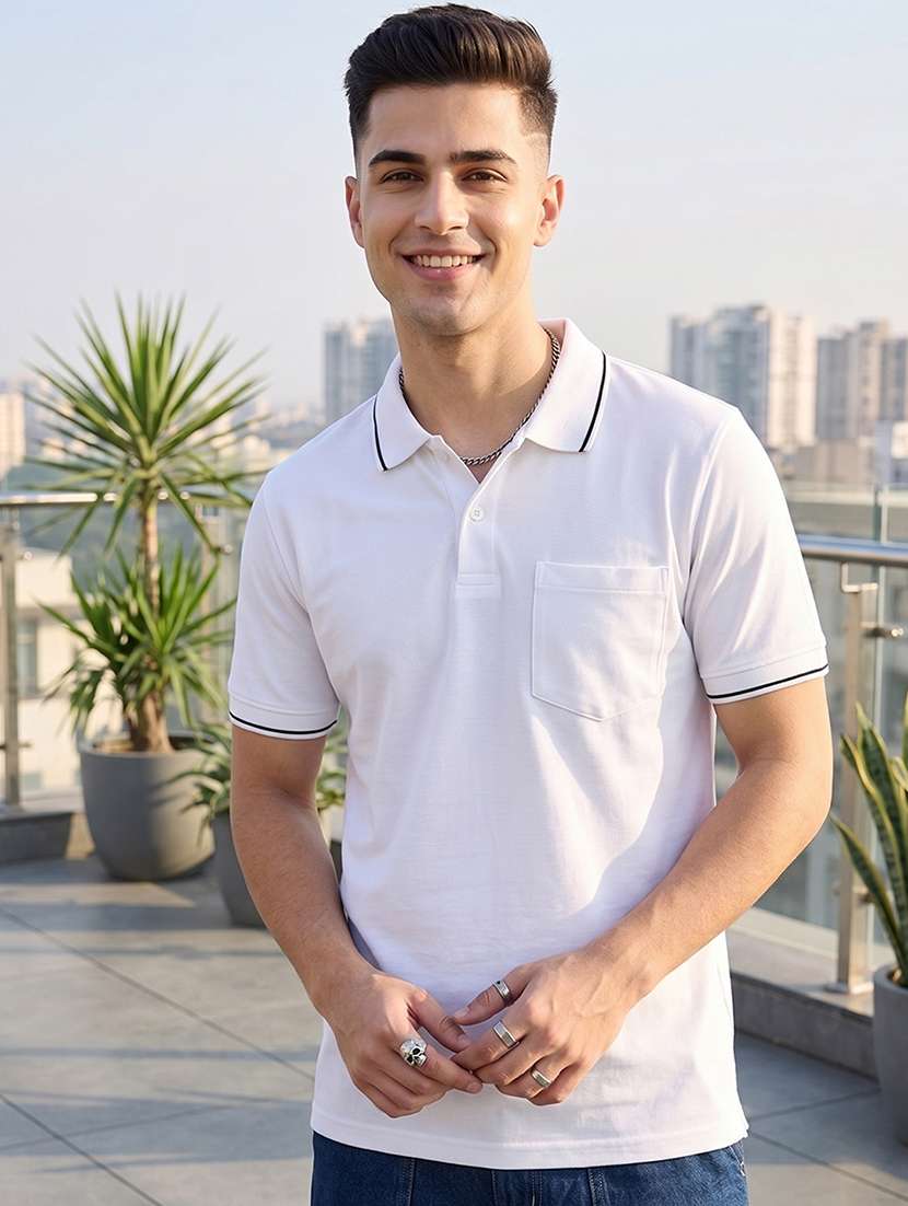 men solid short sleeve regular fit polo t-shirt