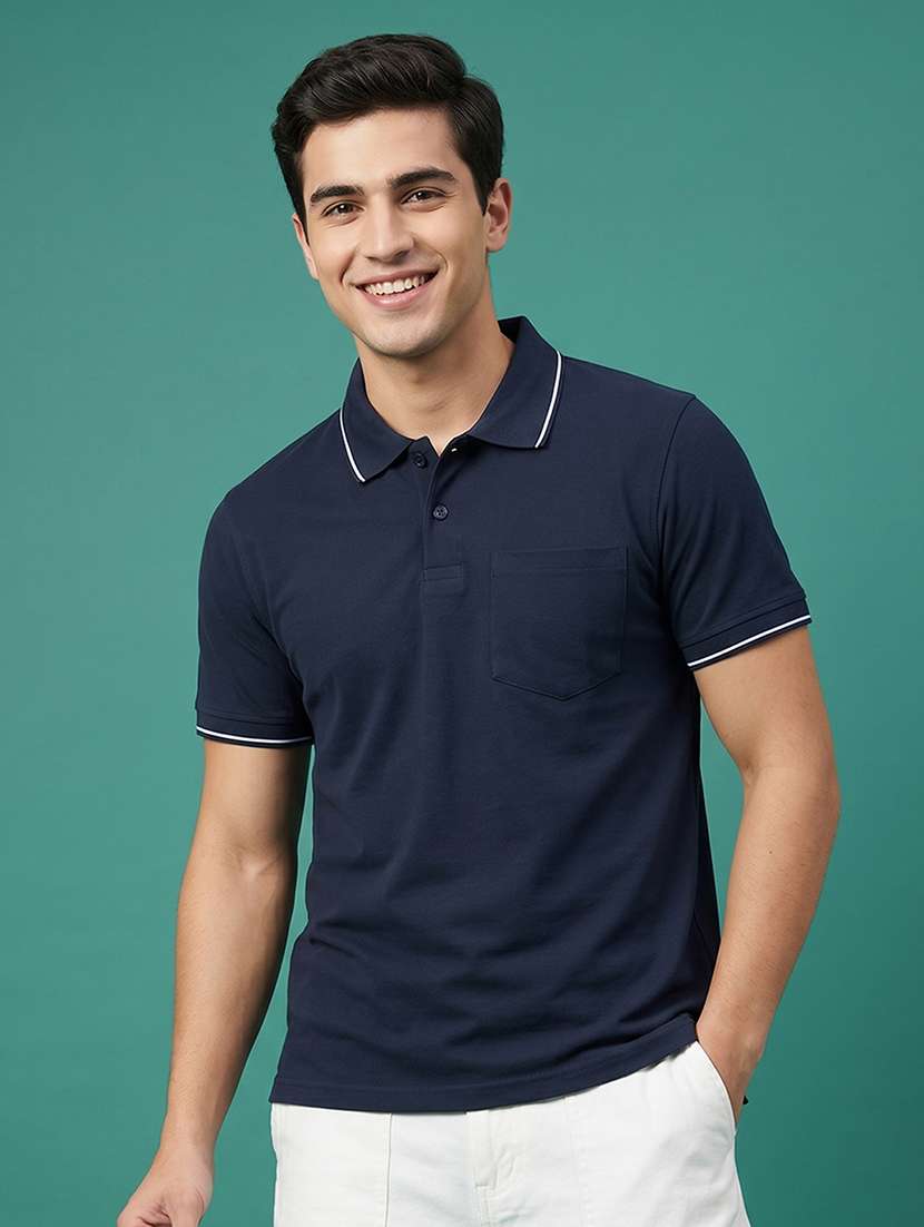 men solid short sleeve regular fit polo t-shirt