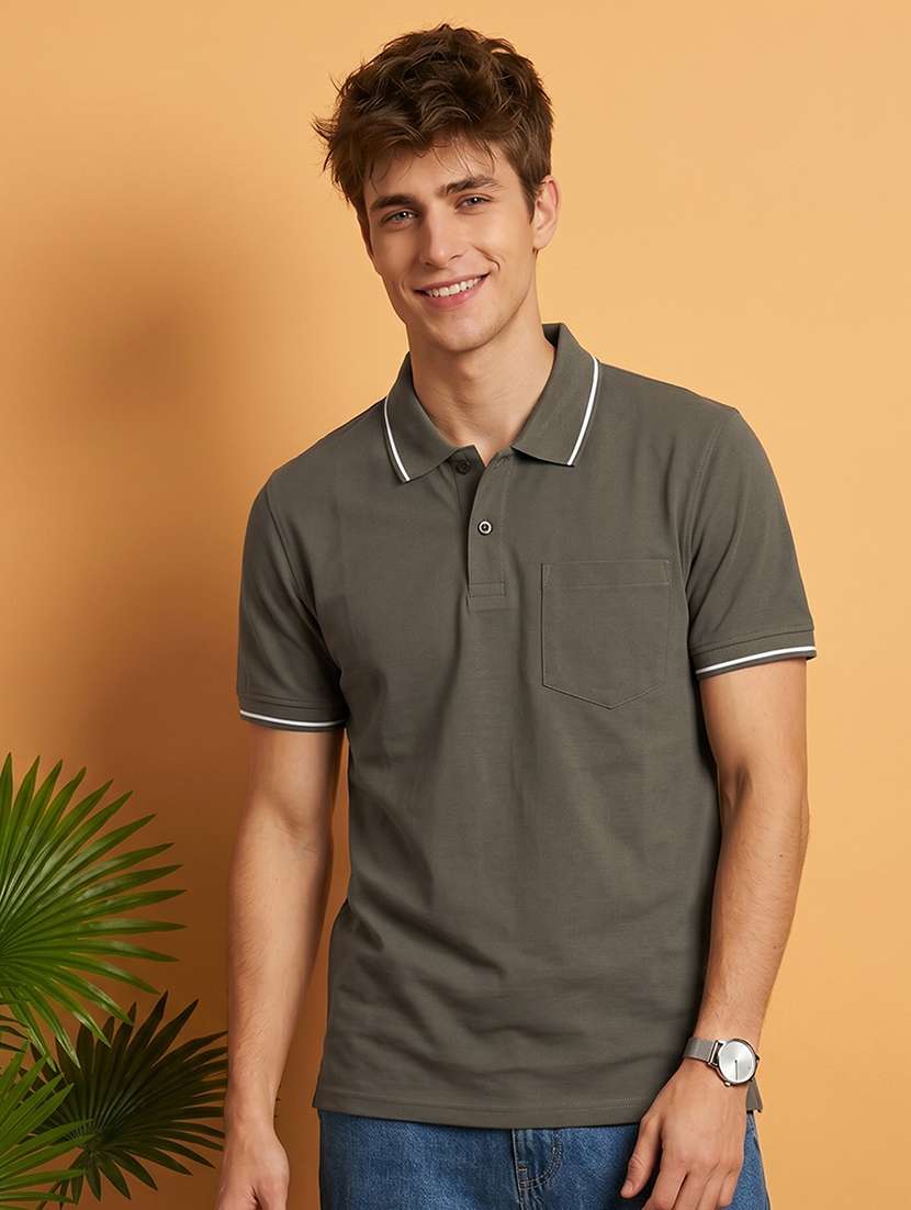 men solid short sleeve regular fit polo t-shirt
