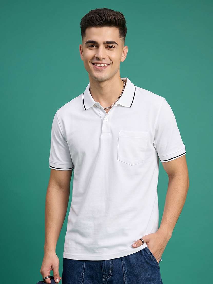 men solid short sleeve regular fit polo t-shirt