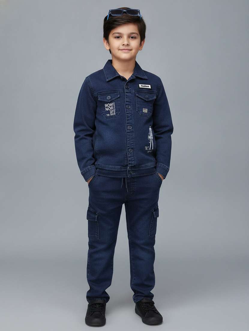 boys printed long sleeves full length set