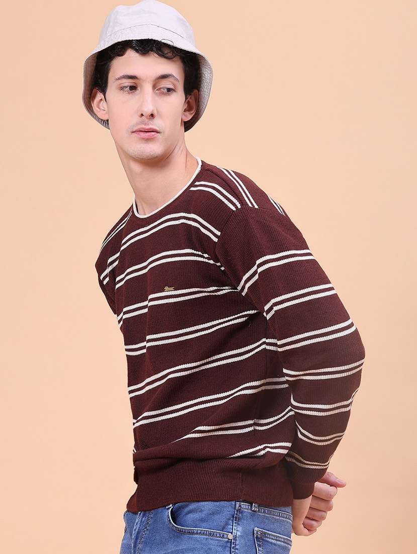 men striped long sleeve regular fit pullover