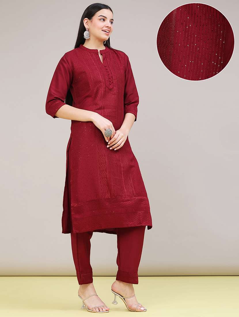 women embroidered three quarter sleeves kurta pant with dupatta set - 22539374 -  Standard Image - 3