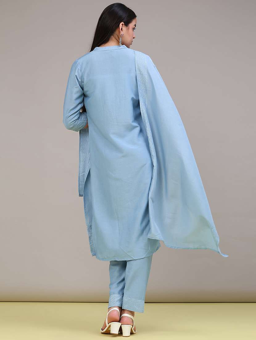 Women Embroidered Three Quarter Sleeves Kurta Pant With Dupatta Set - 22539376 -  Standard Image - 3