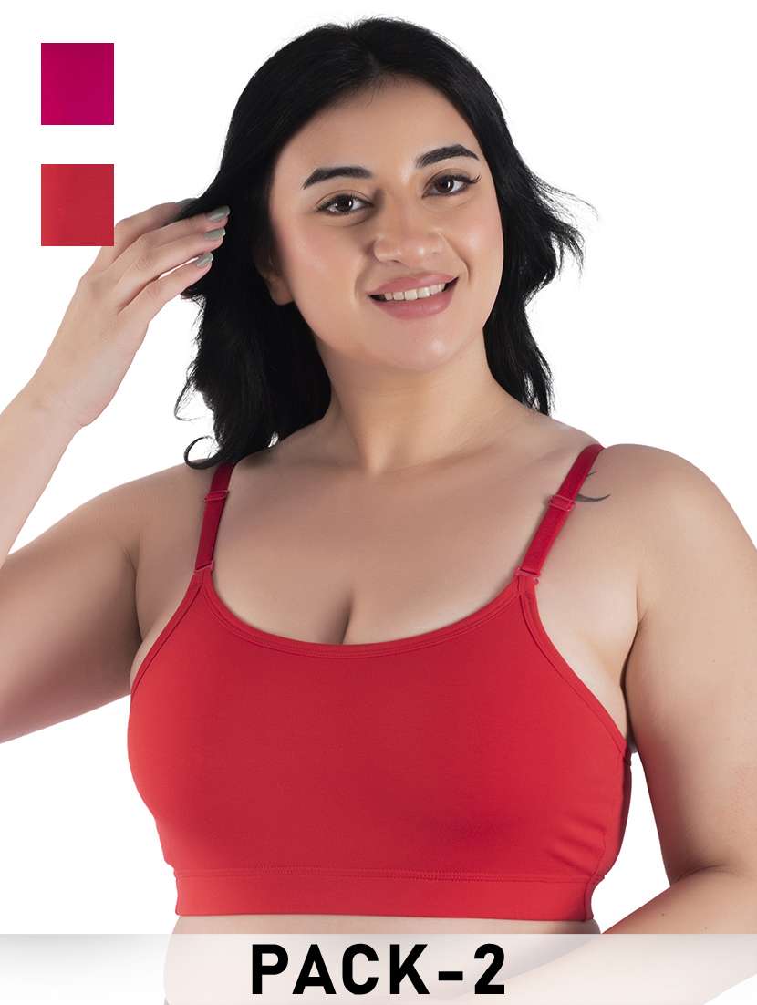women pack of 2 solid sports bra