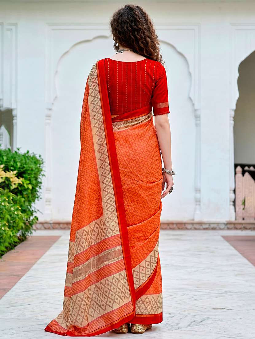 women printed casual wear saree with blouse - 22539944 -  Standard Image - 3