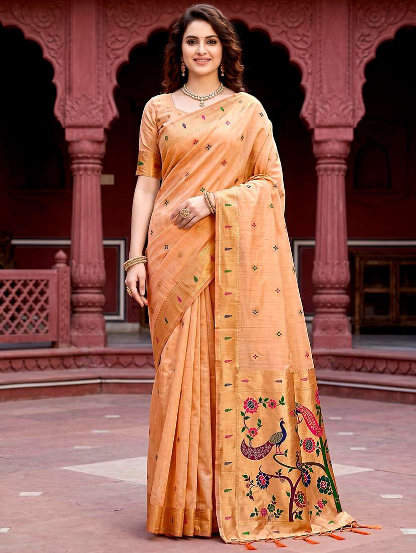 women self design paithani saree with blouse