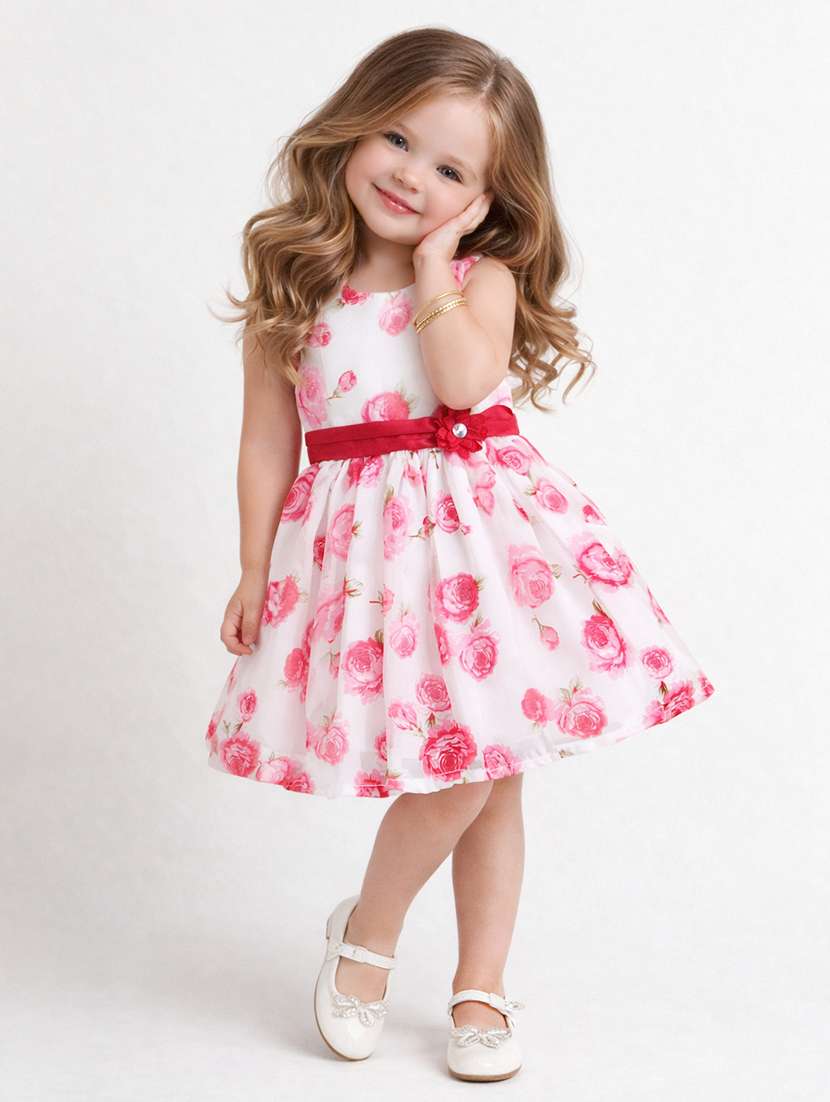 girls printed round neck frock