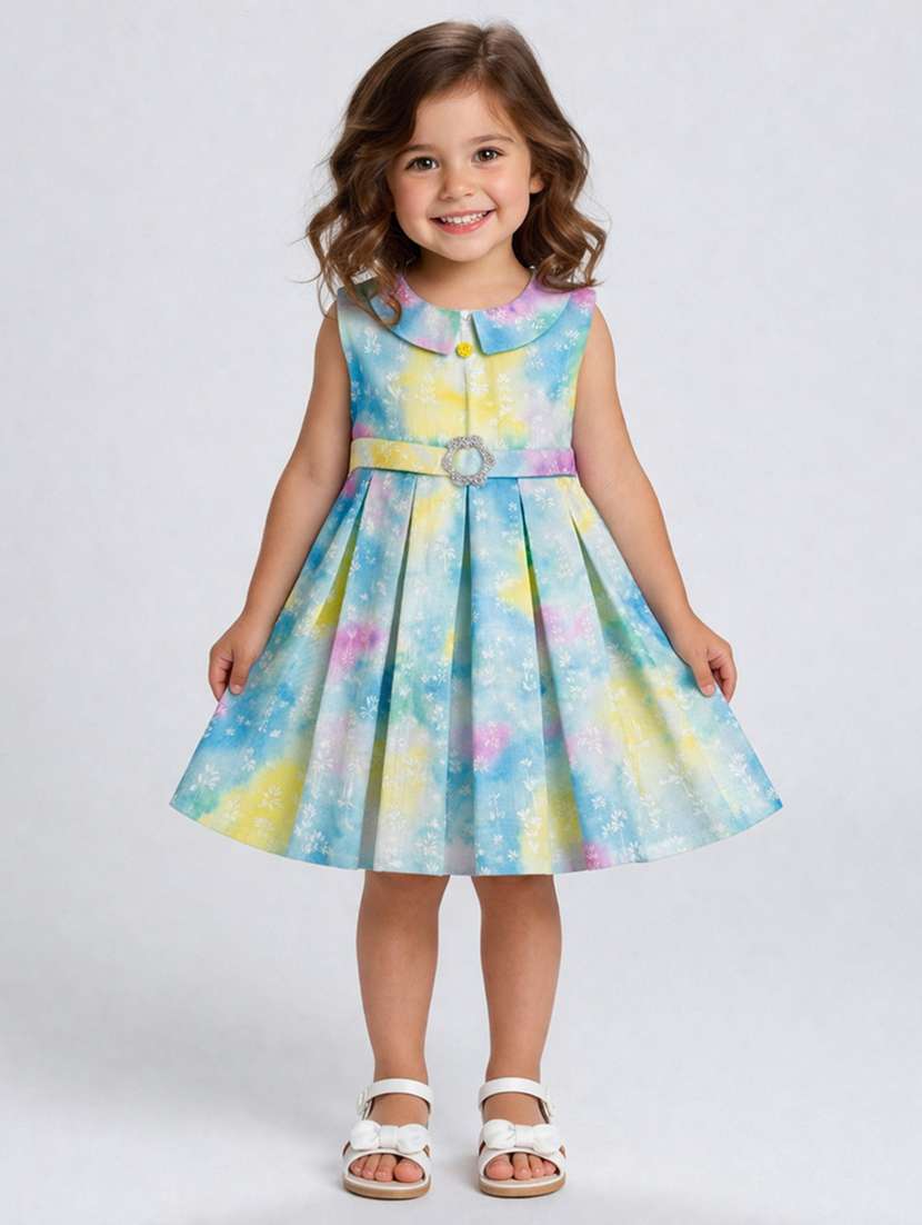 girls printed round neck frock 