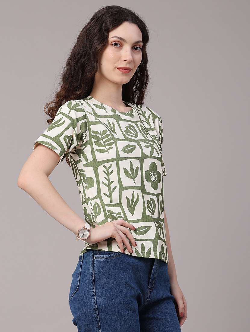 women printed round neck regular t-shirt - 22540008 -  Standard Image - 3
