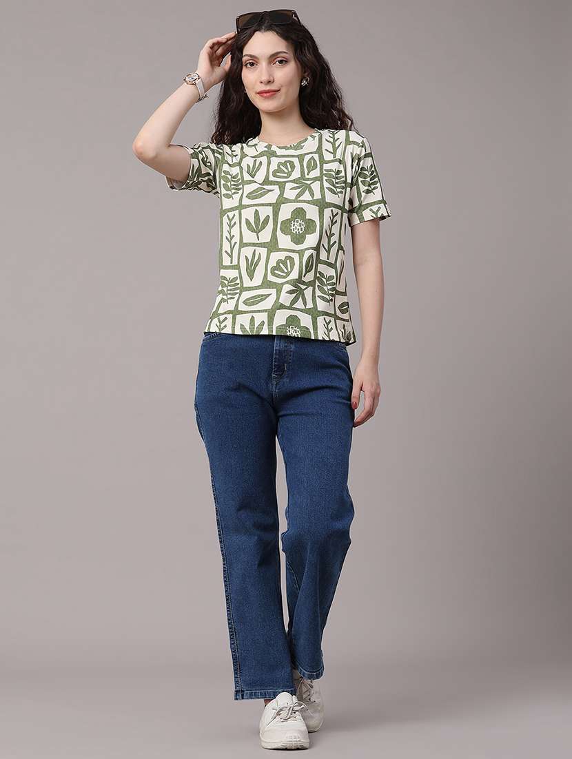 women printed round neck regular t-shirt - 22540008 -  Standard Image - 5