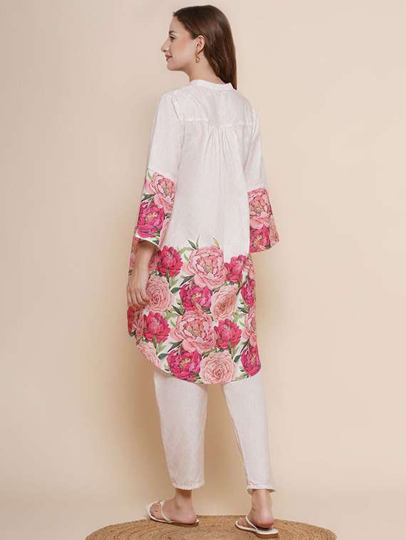 women floral three quarter sleeve ethnic co-ord set - 22540015 -  Standard Image - 3