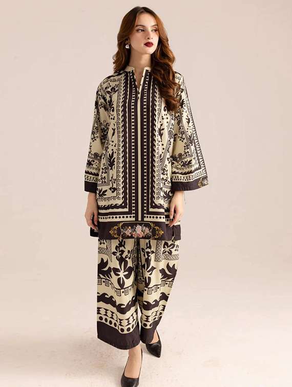 women printed long sleeve ethnic co-ord set