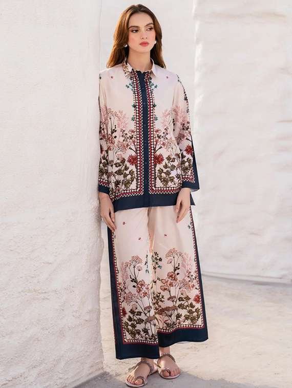 women printed long sleeve ethnic co-ord set
