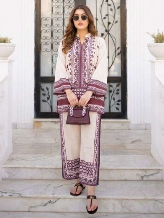 women printed long sleeve ethnic co-ord set