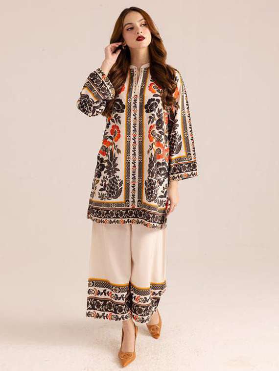 women printed long sleeve ethnic co-ord set