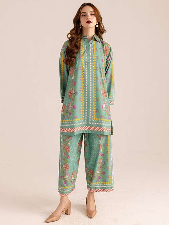 women printed long sleeve ethnic co-ord set