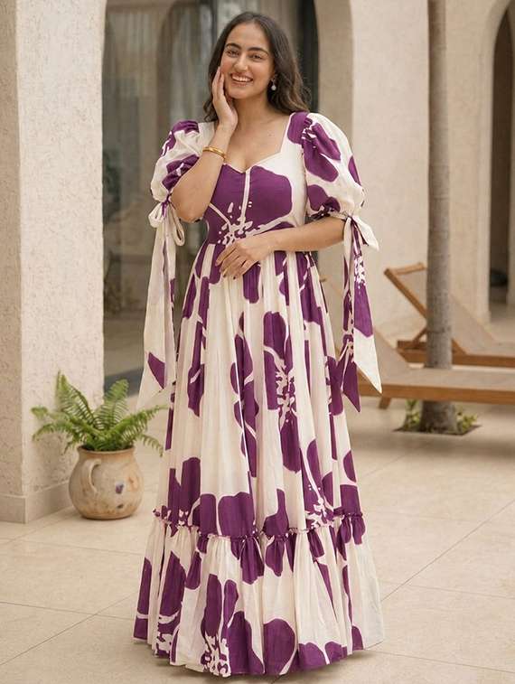 women printed sweetheart neck tiered dress