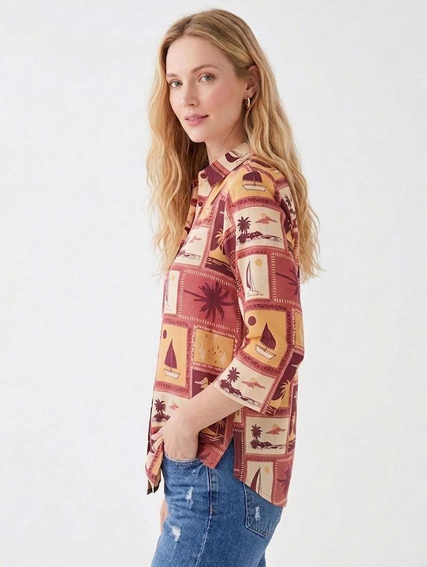 women printed collared regular shirt - 22540051 -  Standard Image - 3