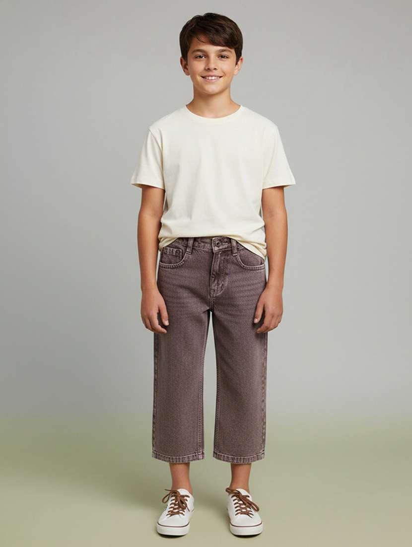 boys washed mid rise straight fit jeans