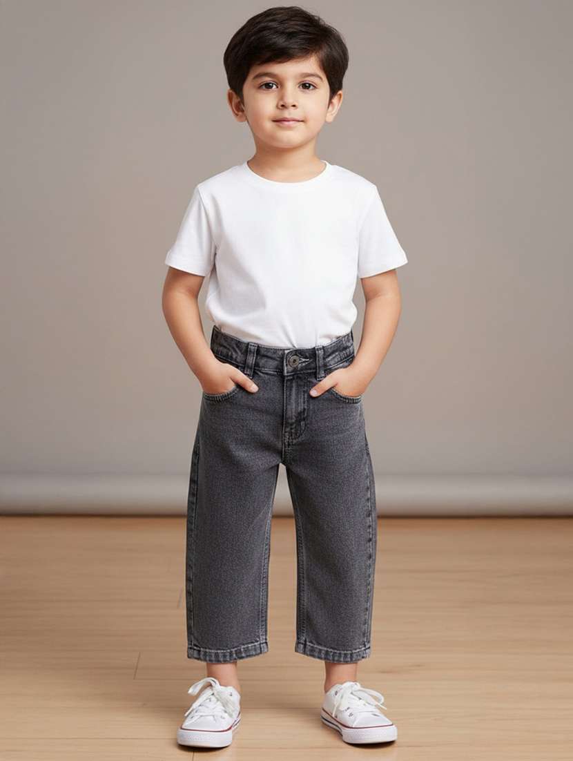 boys washed mid rise straight fit jeans