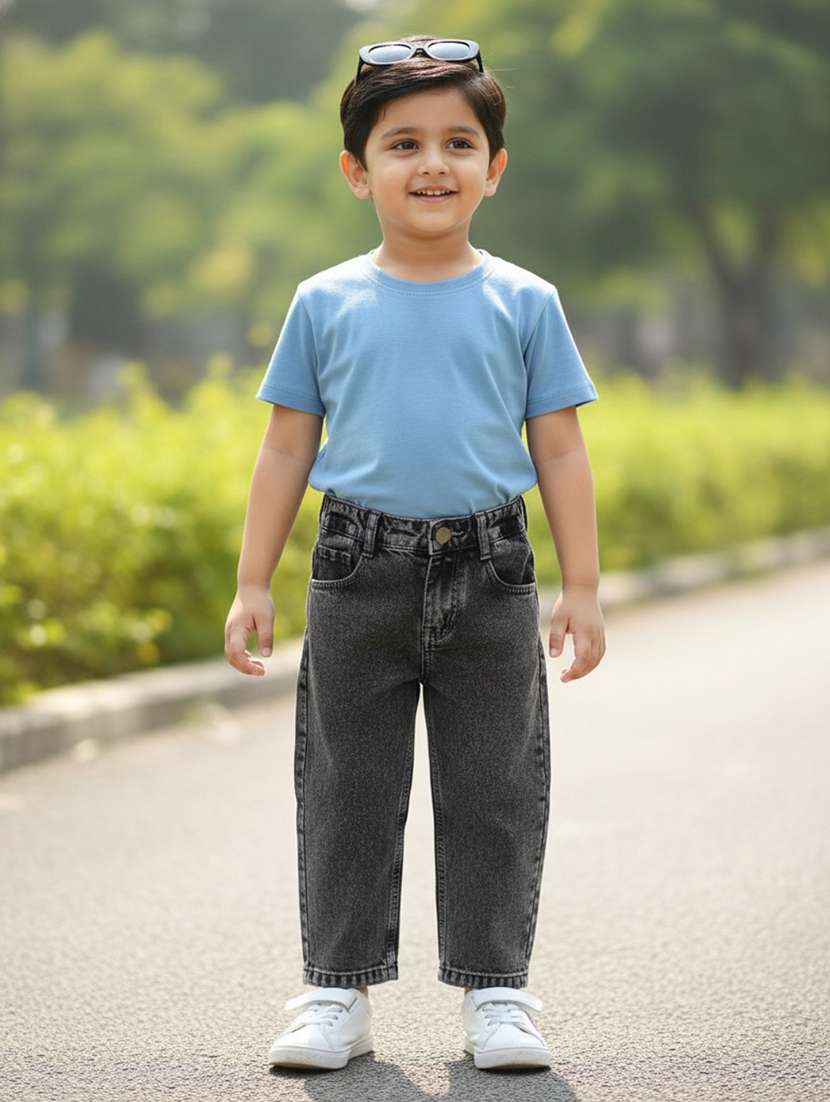 boys washed mid rise straight fit jeans