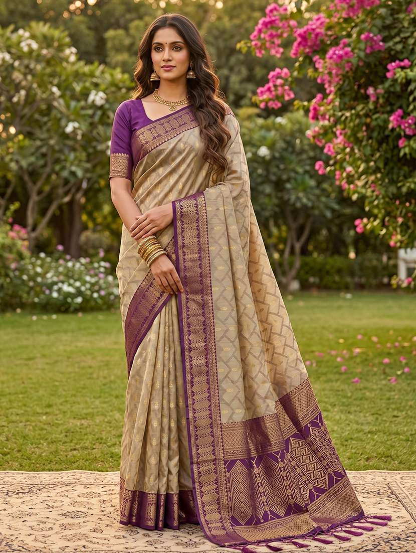women self design southern silk saree with blouse