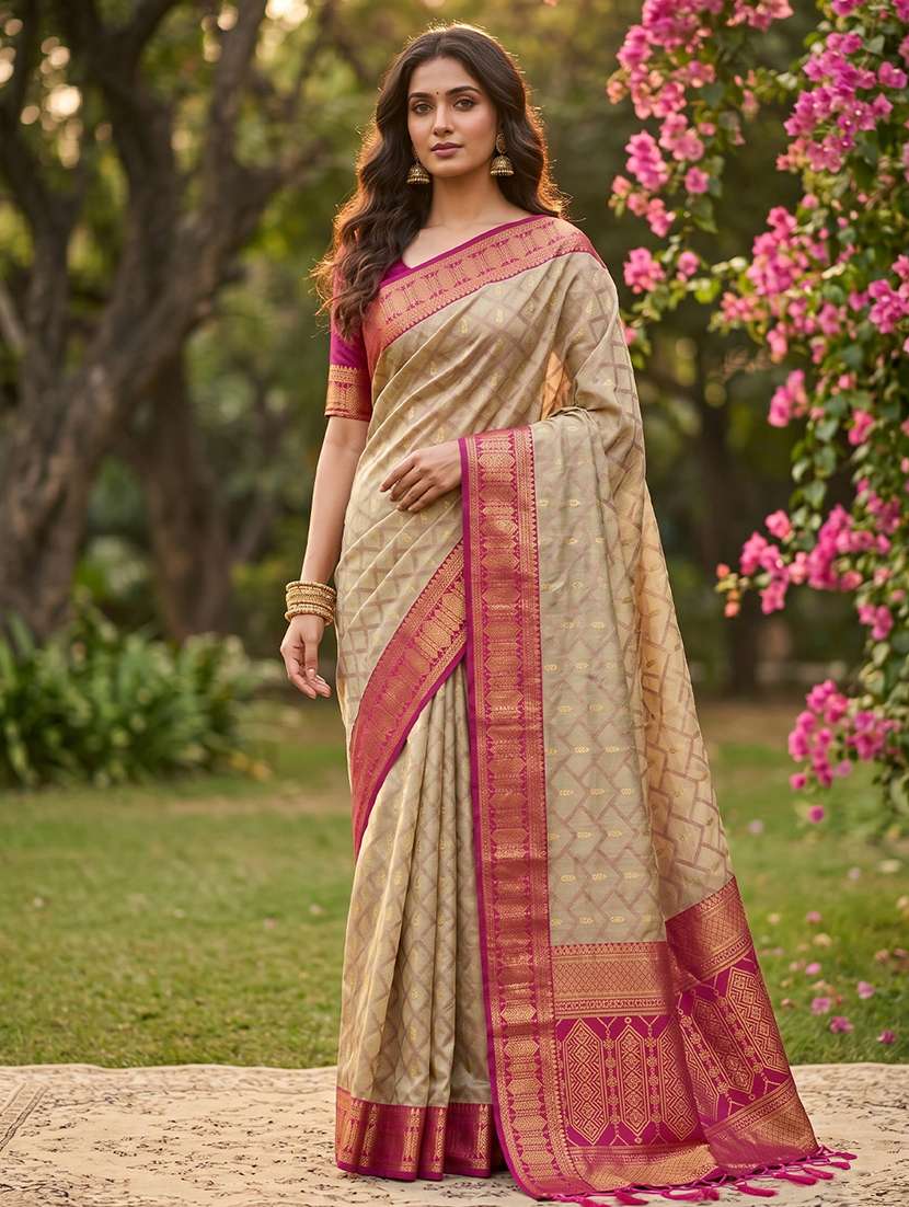 women self design southern silk saree with blouse