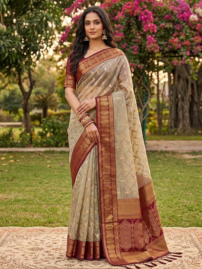 women self design southern silk saree with blouse
