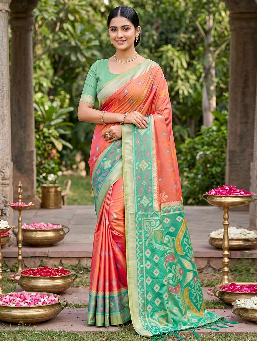 women self design pochampalli saree with blouse
