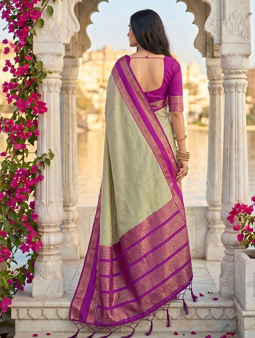 women self design bordered saree with blouse - 22540119 -  Standard Image - 3