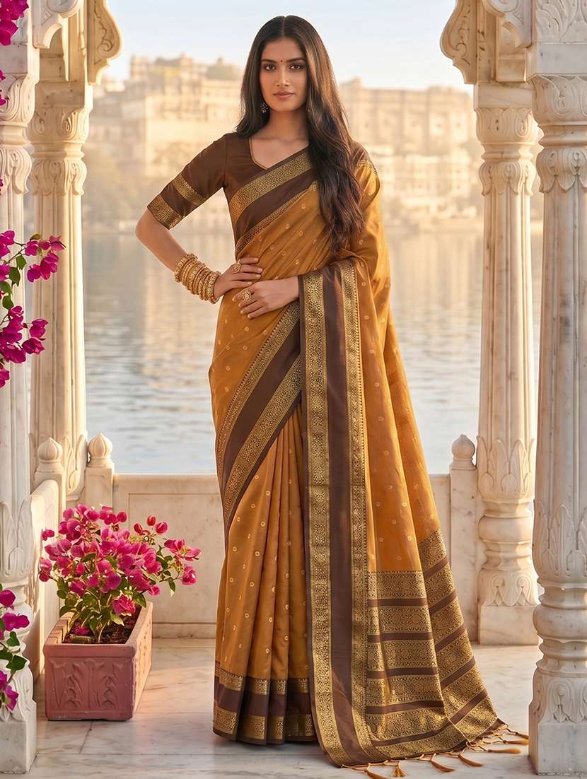 women self design bordered saree with blouse