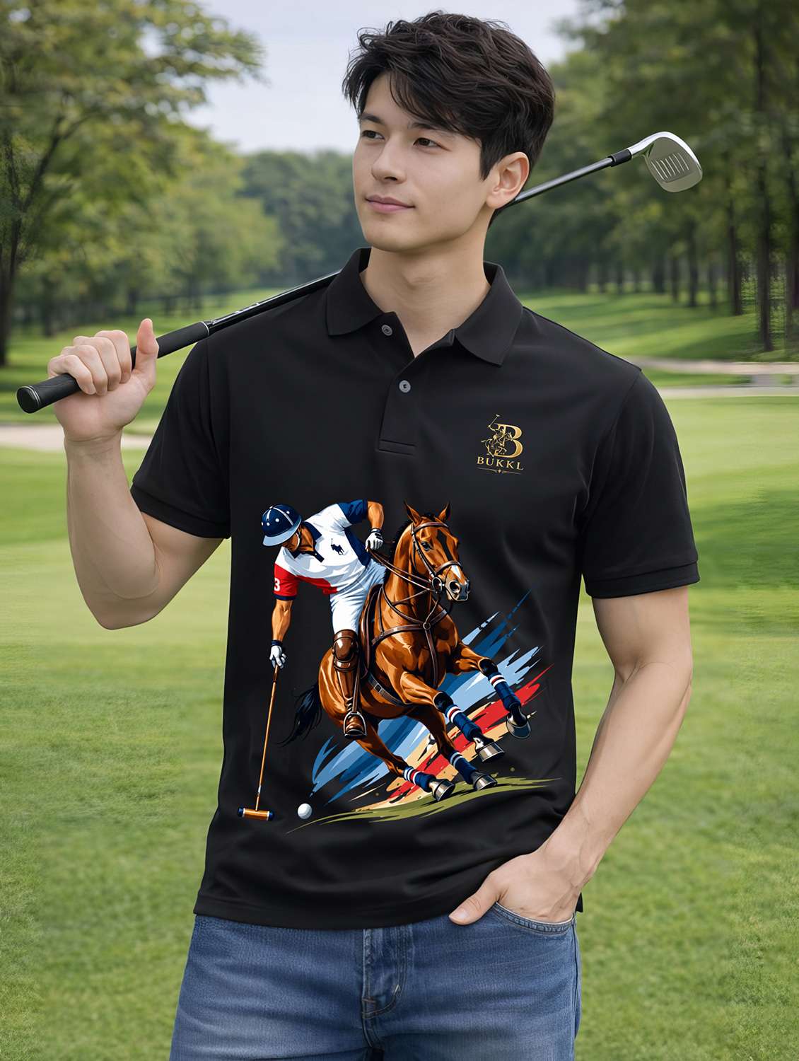 men graphic short sleeve regular fit polo t-shirt