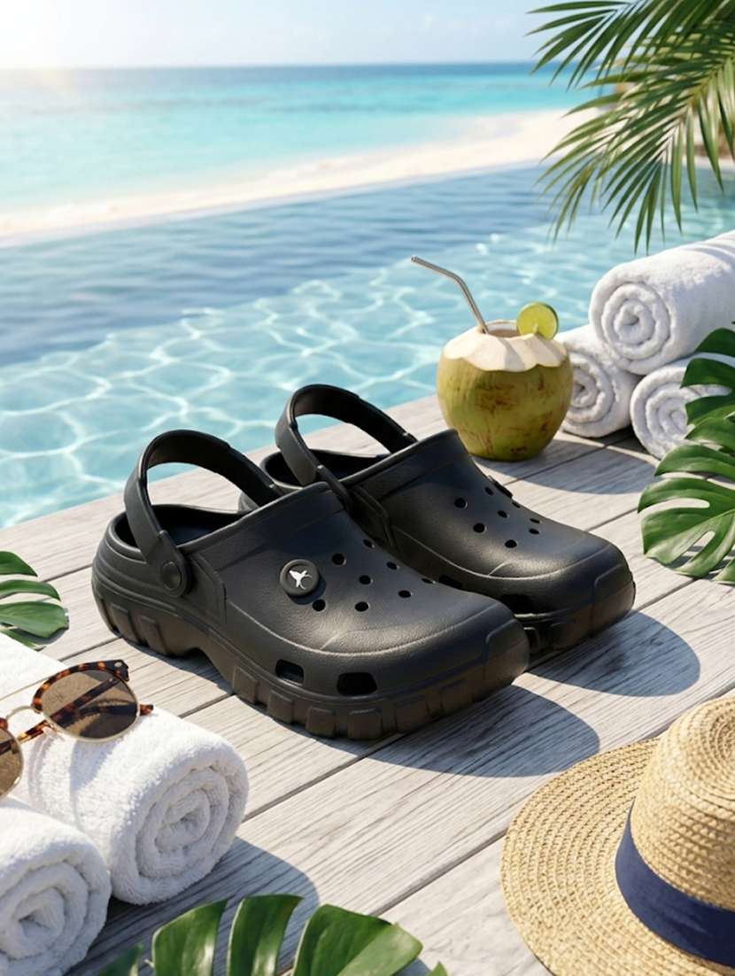 men solid back slip on clogs