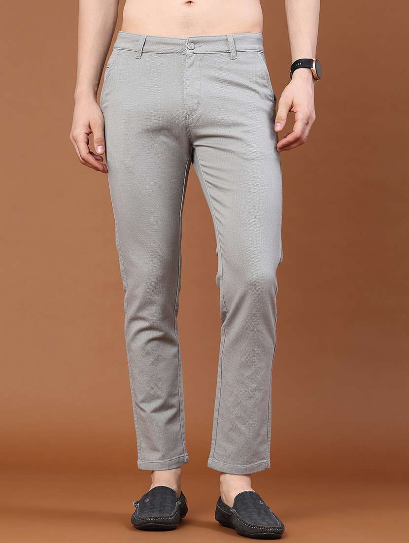 men solid mid rise slim fit chinos
