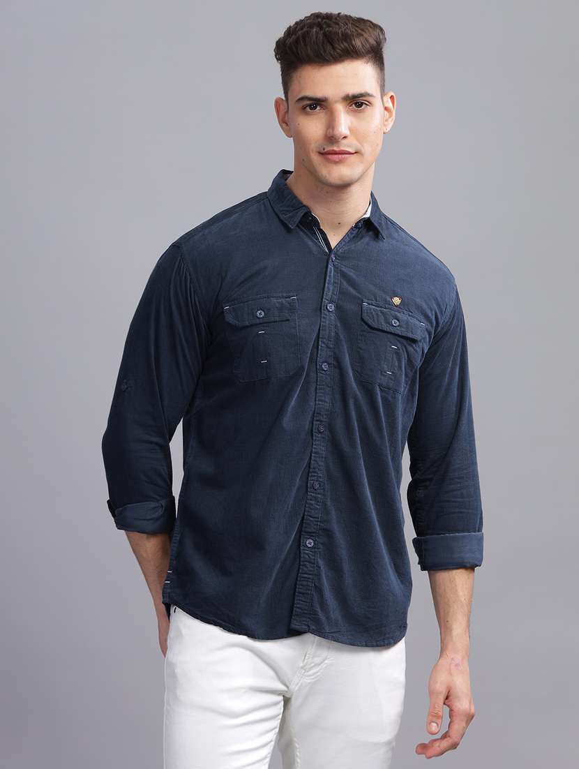 men solid long sleeve regular fit casual shirt