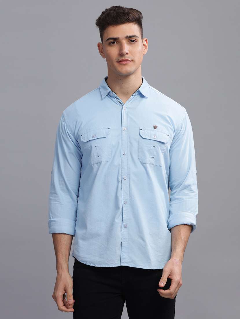 men solid long sleeve regular fit casual shirt