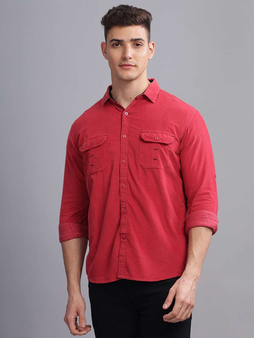 men solid long sleeve regular fit casual shirt