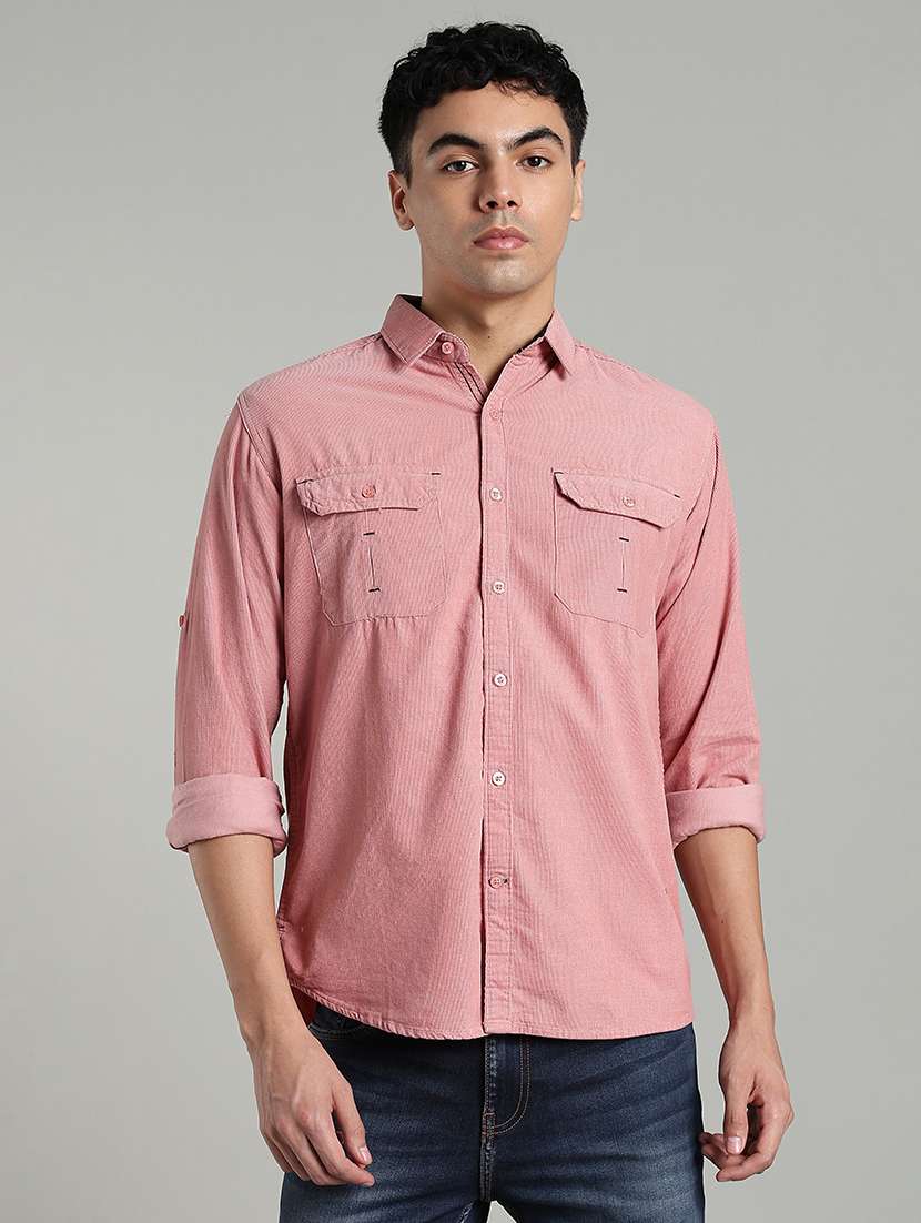 men solid long sleeve regular fit casual shirt