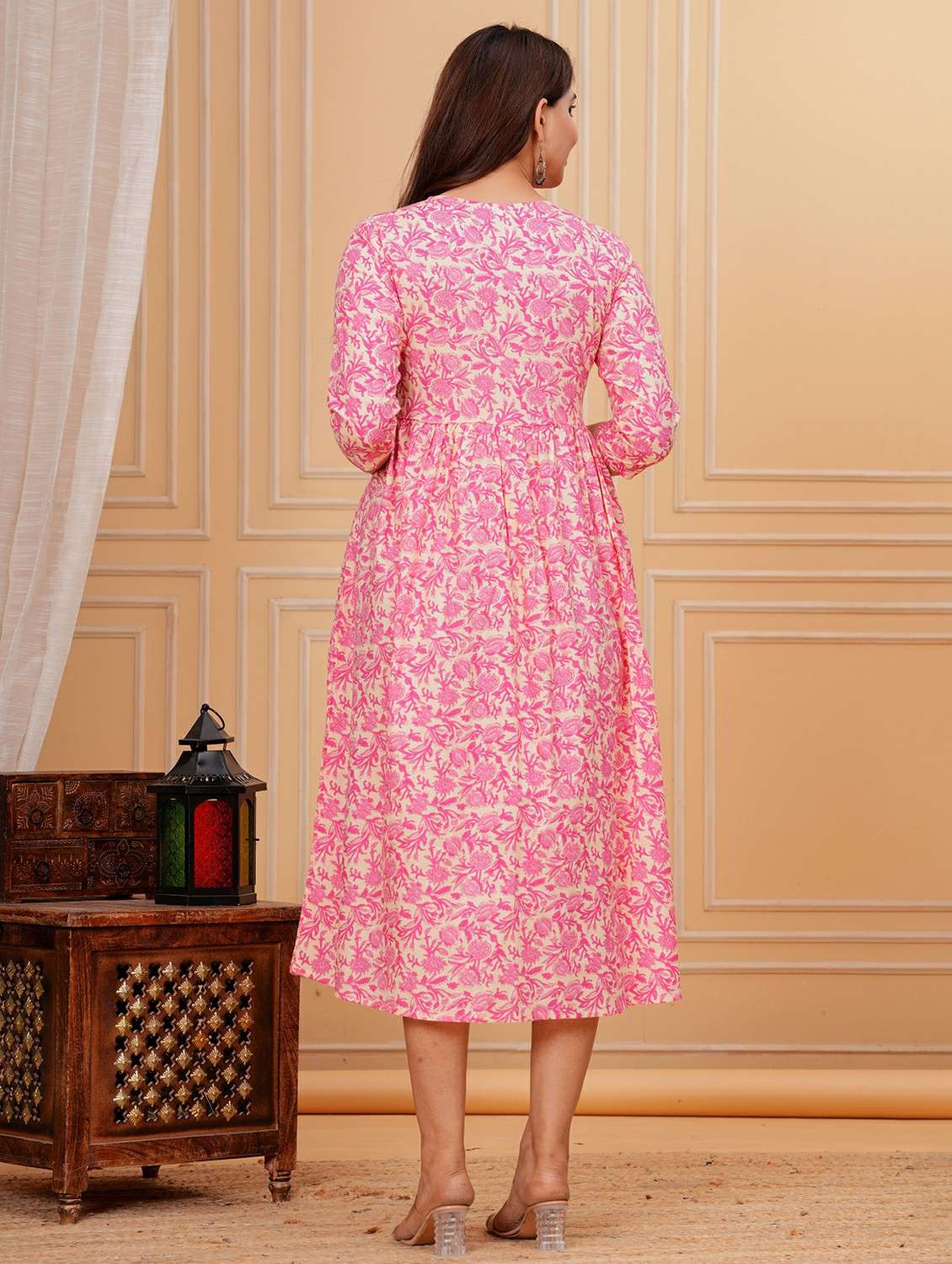women printed three quarter sleeve maternity wear dress - 22540294 -  Standard Image - 3