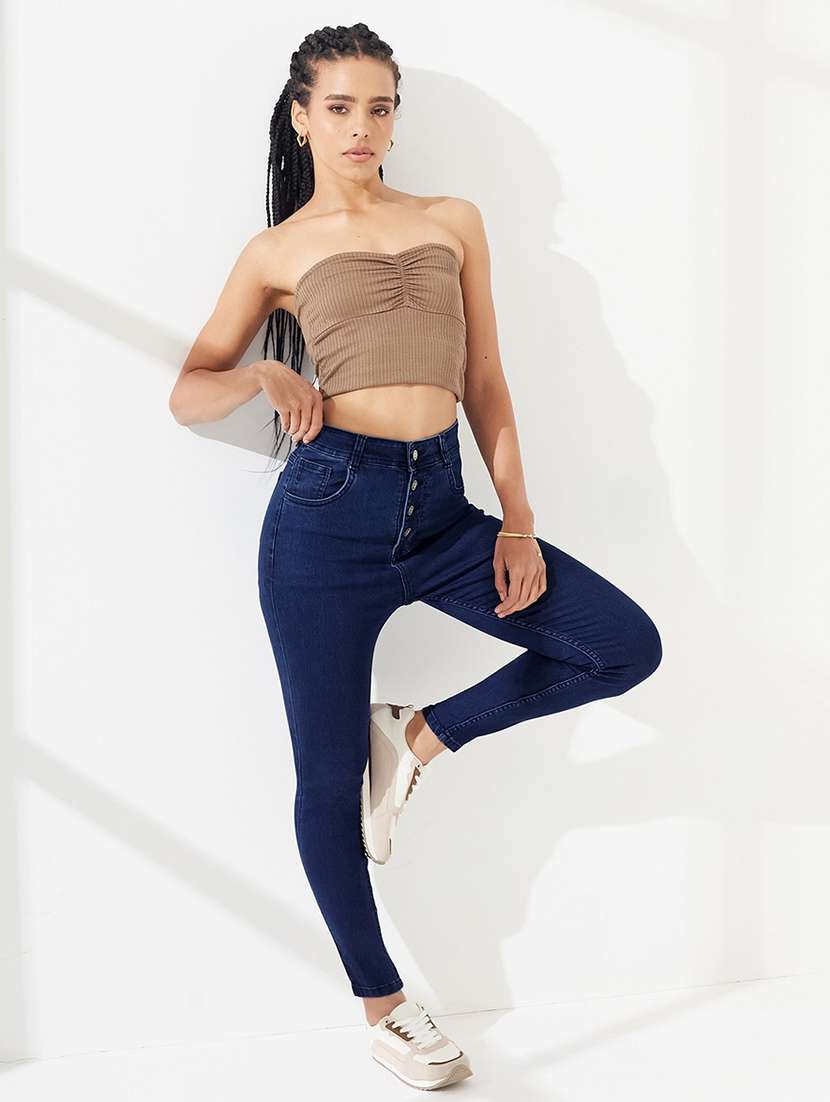 Women Solid High Rise Skinny Fit Jeans - 22540382 -  Standard Image - 3