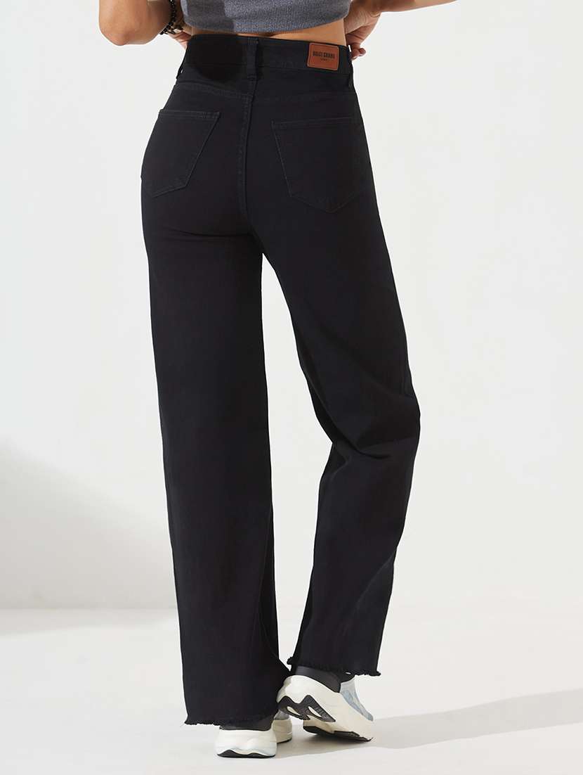 Women Solid High Rise Wide Leg Jeans - 22540384 -  Standard Image - 3
