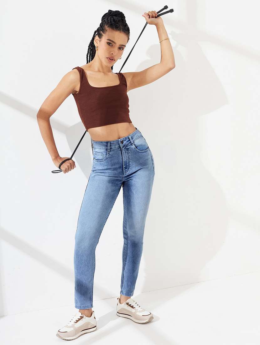 women solid high rise slim fit jeans - 22540394 -  Standard Image - 3