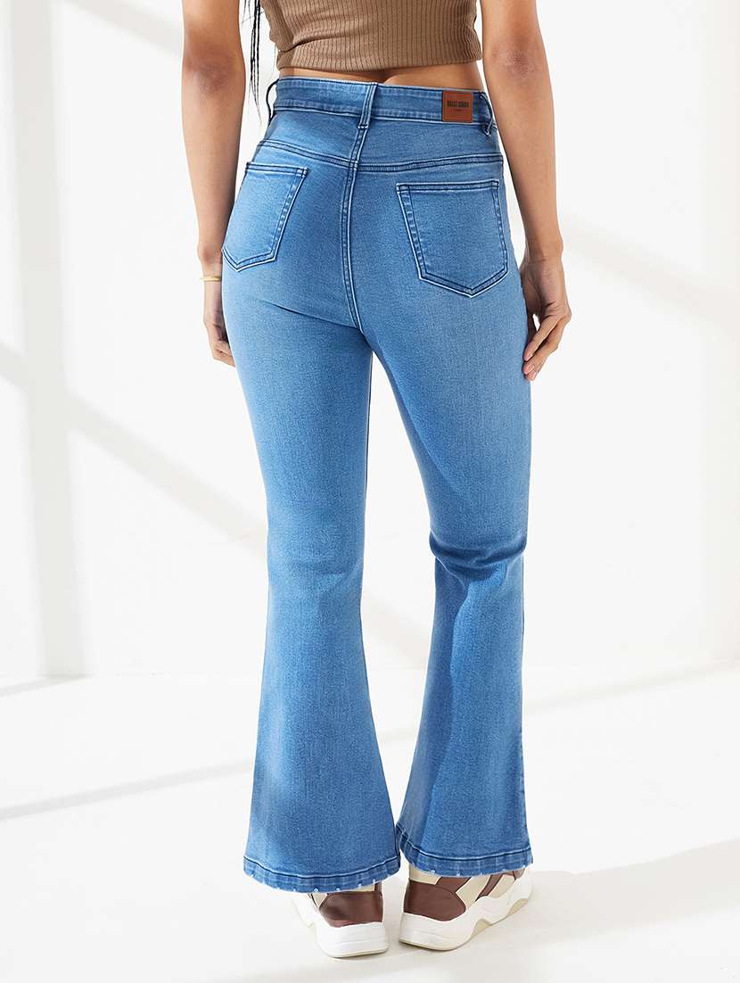 women solid high rise bootcut jeans - 22540401 -  Standard Image - 3