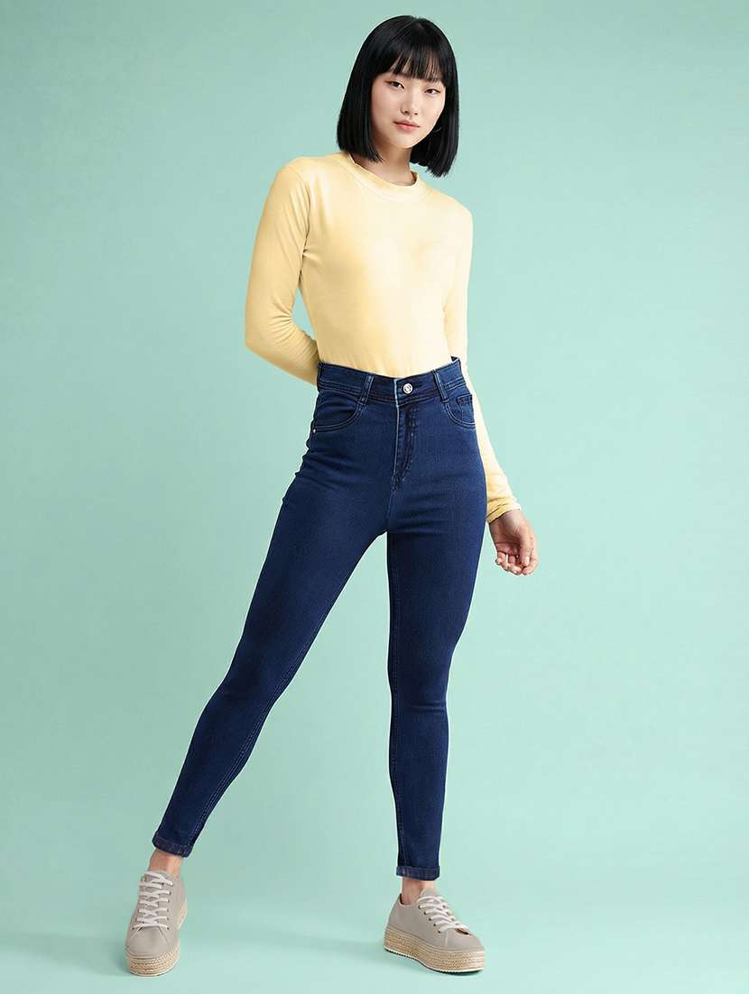 women solid high rise skinny fit jeans - 22540404 -  Standard Image - 5