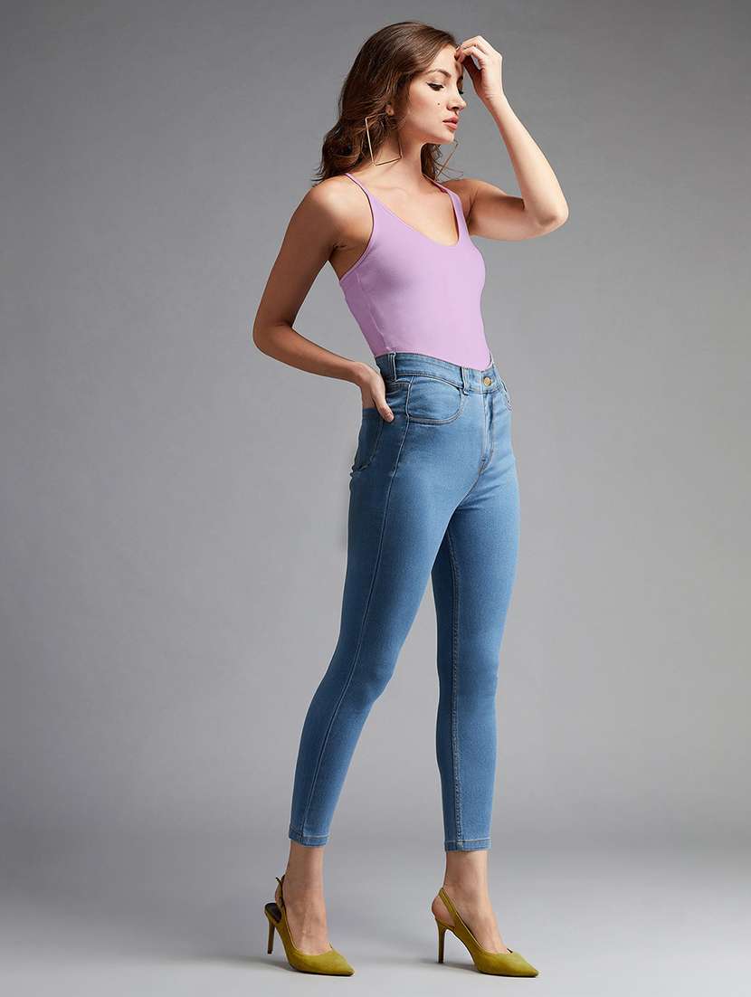 women solid high rise skinny fit jeans - 22540416 -  Standard Image - 3