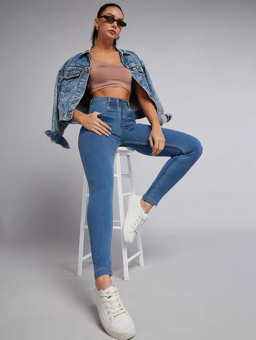 women solid high rise skinny fit jeans - 22540427 -  Standard Image - 5